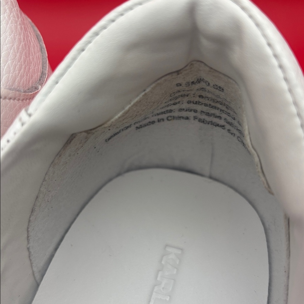 KARL LAGERFELD Paris Cate Leather Pin Embellished Lace-up Sneakers , size 9.5 GC - Picture 9 of 13